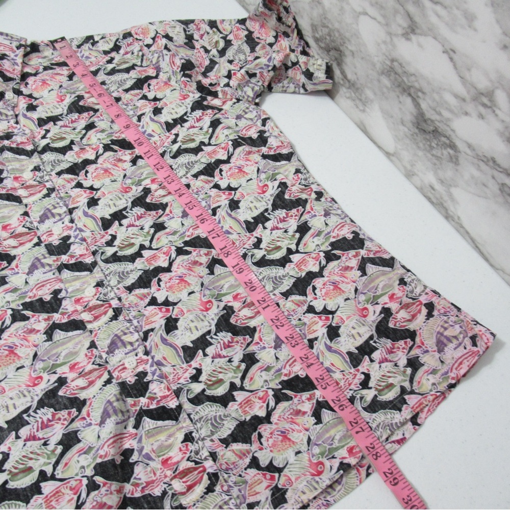 Fish Print Hawaiian Short Sleeve Button Down Shirt Size XL - Picture 11 of 13